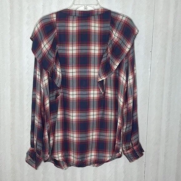 Mossimo Supply Co. Plaid Ruffle Top - Blue and Red - Picture 3 of 4